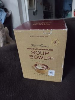 Retired  William And Sonoma Farmhouse Double - handled Soup Bowls (New)