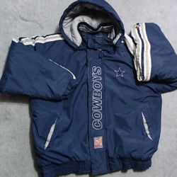 Men's Size Large Dallas Cowboys Coat Jacket Vintage Warm Thick Longer