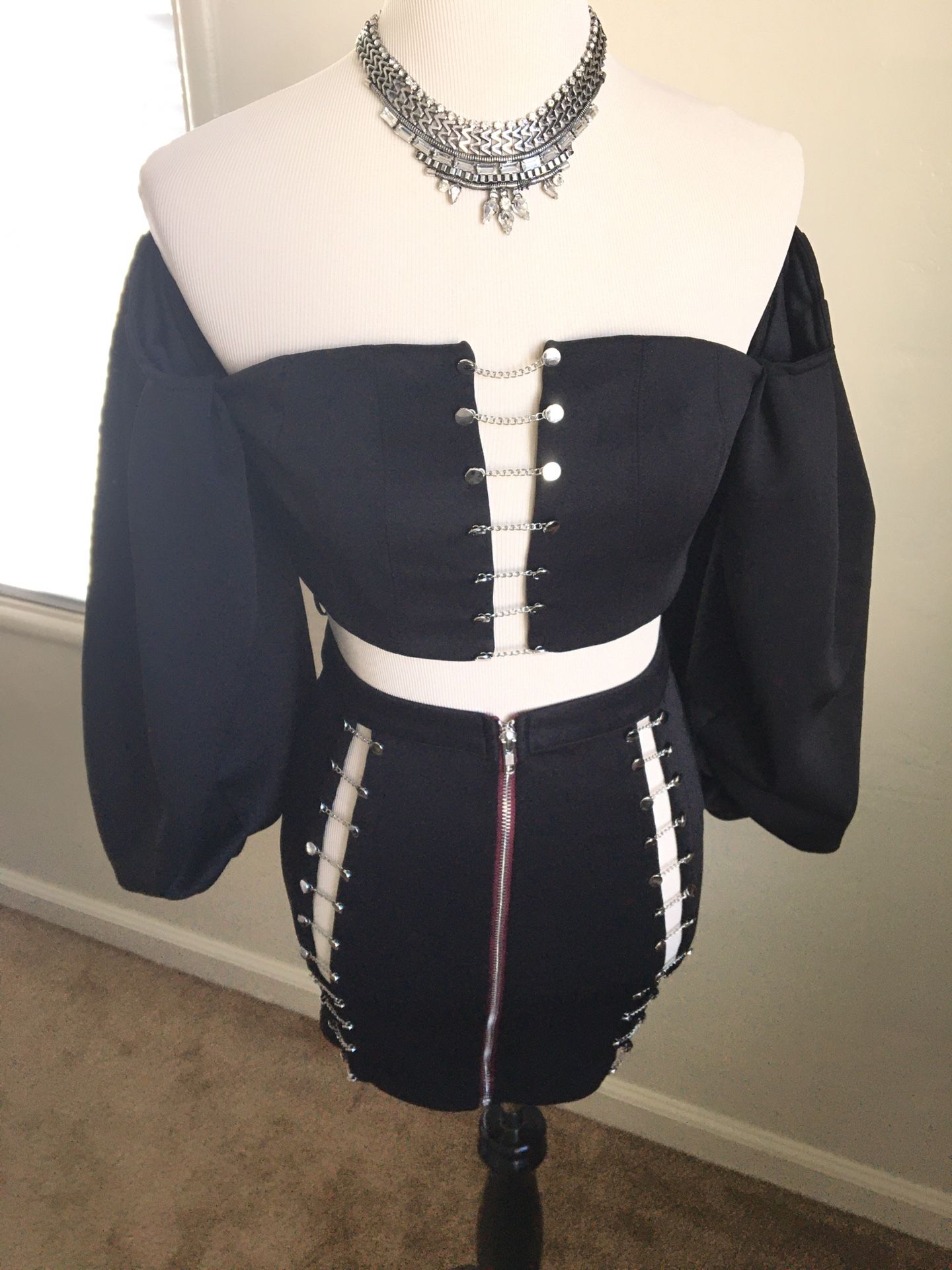 Two-Piece Off the Shoulder Blouse & Mini Skirt