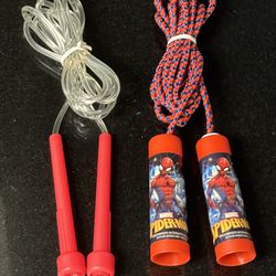 📿 2 Kids Jump Ropes 🕸️Spiderman on one of them, 8’ ft long (brand new)