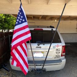 Double Hitch Flag Pole Holder for Truck, Fits Standard 2" Trailer Hitch, RV Flagpole Kit, Car Receiver Flag Pole Mount, Compatible with Jeep, RV, Camp