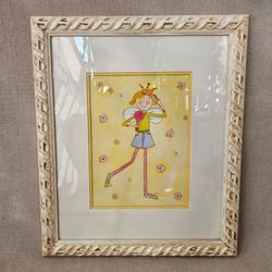 Framed Sophie Harding Fairy Princess Wall Art – Cute Children's Room Décor 11.5" x 13.5"