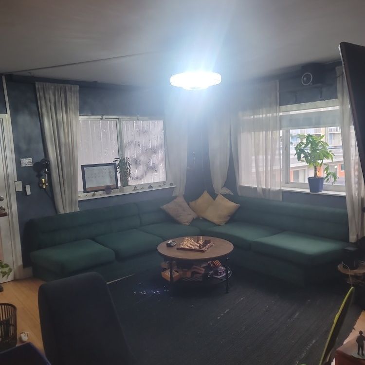 Green Sofa Set Circle Table Included