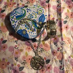 Authentic BRIGHTON Flower Medallion Necklace And Bracelet 