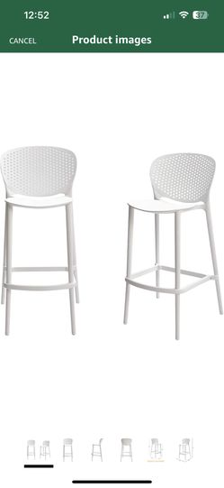 Amazon Basics High Back Indoor/Outdoor Molded Plastic Barstool with Footrest, Set of 2 
