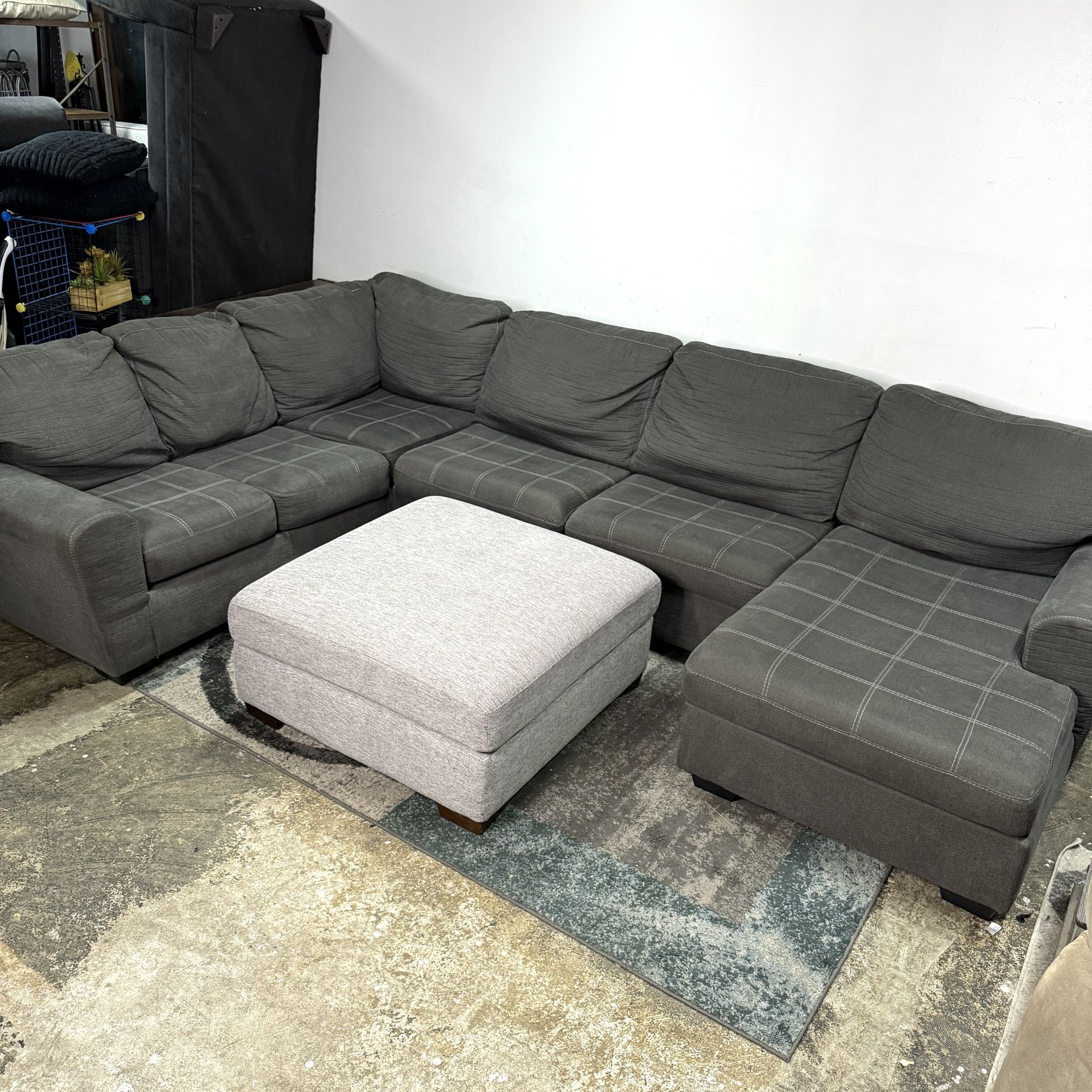 Sectional Sofa Free Delivery Gray U Shaped Couch Ottoman
