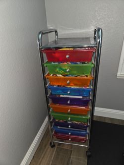 Metal rolling cart plastic  drawers for storage