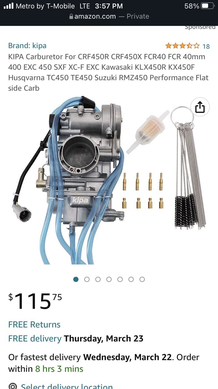 Kipa CNc Carburetor Model #crf450R