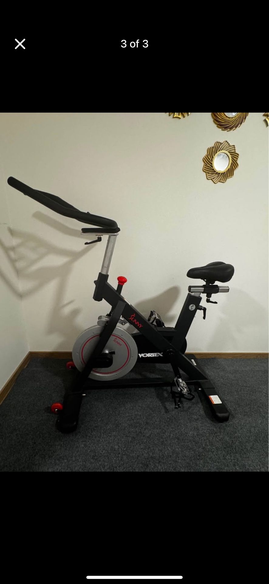 Sunny Health & Fitness Magnetic Exercise Bike, 44LB Flywheel & 300LB Weight Capacity for Intensive Home Workout, Indoor Cardio Training w/4-Way Adjust