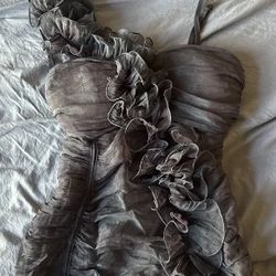 mürmür vintage grey iridescent ruffle babydoll ruched cami tank top blouse