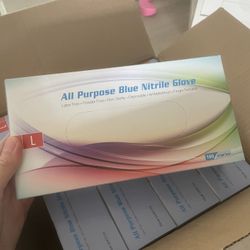 Large Blue Nitrile Gloves — 1 Case / 10 Boxes — $25