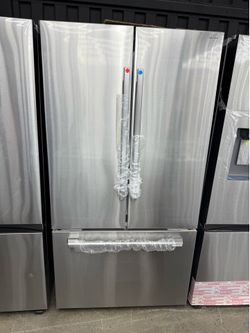 Brand new Samsung 36in. 24 cu.ft. Counter Depth 3-Door French Door Refrigerator in Stainless Steel w/Zero Clearance Fit and Internal Water
