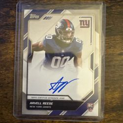 Arvell Reese Topps Certified Autograph Rookie Card