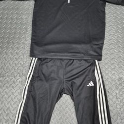 Adidas Men's 3 Striped Black Striped Tracksuit Set 