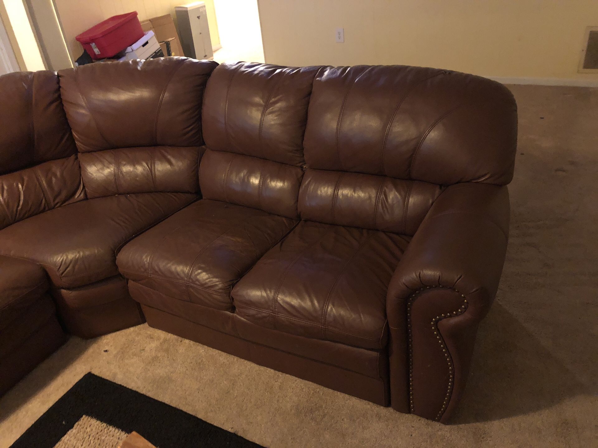 Brown leather sofa