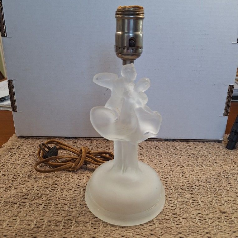 HOUZE 1930s Art Deco Frosted Glass Bedside Boudoir Lamp - Dancing Couple