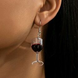 Red Wine Glass Dangle Earrings for Women – Fun Winery Style Jewelry