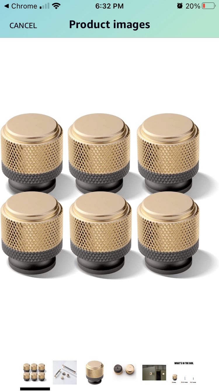 6 Pack Cabinet Knob Aluminum Dresser Knobs Gold and Black Cabinet Handles