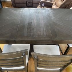 DINNING TABLE SET OF 6 PICES WITH BANQUET AND STORAGE CABINETS