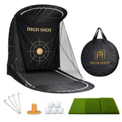 High Shot Golf Starter Kit for Home Practice - Training Net with Ball Return, Canopy and Targets, Beginner-Friendly Hitting System for Garage, Backyar