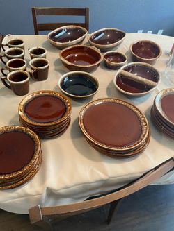 Vintage brown drip dishes