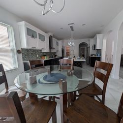 Glass Dining Table + 6 Chairs 