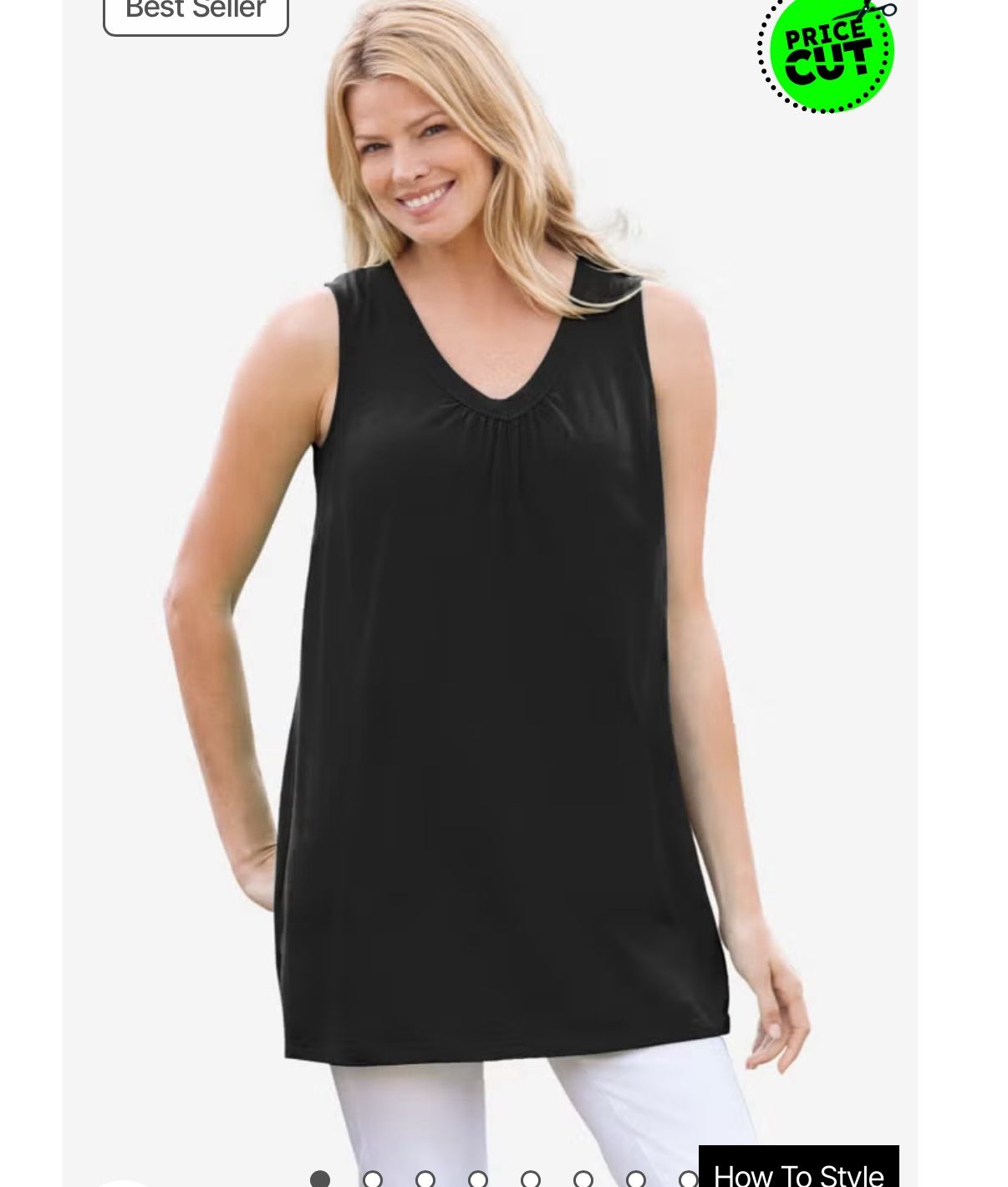 New Perfect Sleeveless Shirred V-Neck Tunic Size 4x