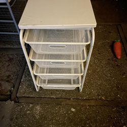 White Metal Storage Drawer Unit