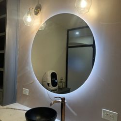 Mirror With LED touch-less + Lamps + Sink