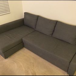 IKEA FRIHETEN Sleeper sectional, 3 seat w/storage, Skiftebo dark gray