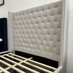 Queen Platform Bed Frame Ivory 