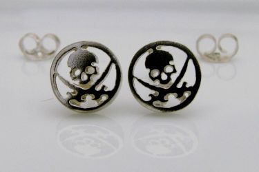 Sterling Silver Skull Stud Earrings