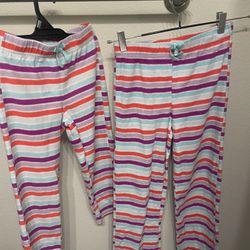 Eddie Bauer Girls Striped Lounge Pants Pajamas Matching Set, Medium And XS