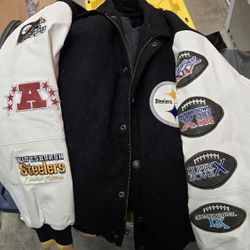Limited Edition Pittsburgh Seelers Leather 4 Time Champions Large Thick Coat