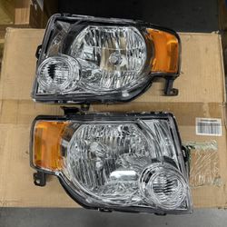 Headlights Ford 2008 To 2012 Ford Escape; Chrome Housing With Amber Corners./ Luces Cromadas 