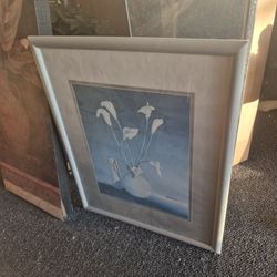 framed art print featuring calla lilies in a vase