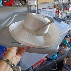 A Woman's Straw Casual/Church Hat With Beads / Sequins