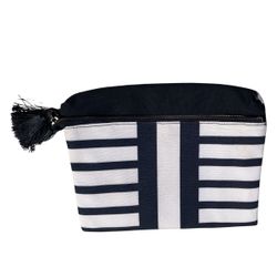Elegant Black and White Striped Magnetic Clutch