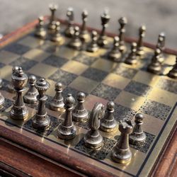 Vintage Metal Chess Set 
