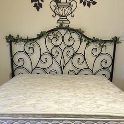 Iron Headboard Box Spring  And Frame + Box Spring For Full Or Queen Bed