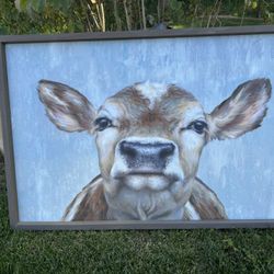 Framed Cow Picture