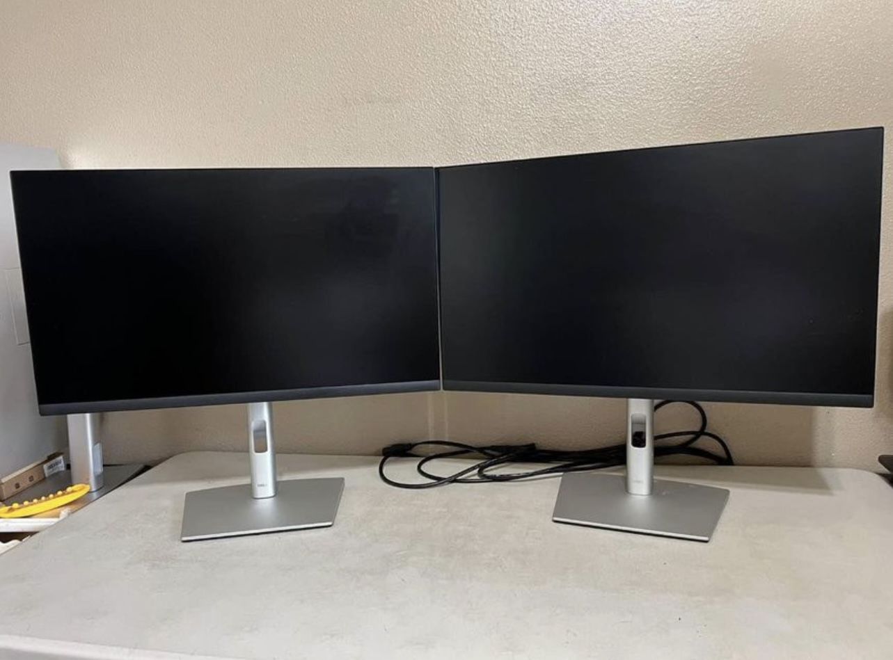 (2) DELL 27” PROFESSIONAL DUAL MONITOR SETUP/FULL FHD/USB HUB/IPS/HEIGHT ADJUST/TILT/PIVOT/SWIVEL/DP/HDMI
