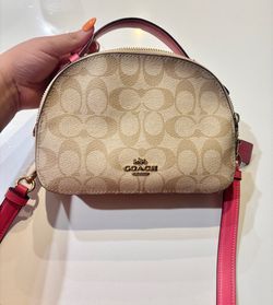Coach Signature Mini Rowan Crossbody Bag – Pink Trim – New