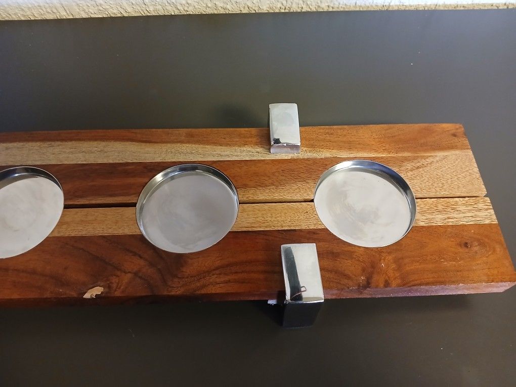 Wood & Metal 5-candle Centerpiece 28"L x 6"W x 2.5"H