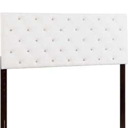 White Rhinestone Headboard Upholstered BedFrame