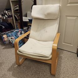 IKEA Poang Off White/Beige Birchwood Living Room Chair