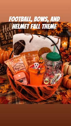 Football, helmet, and bow fall boo basket 🏈🍁🍂
