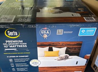 Brand New! Serta 10 inch, Queen Mattress, Medium Mattress, Gel Memory Foam Mattress, Cooling, Pressure Relief, Mattress in a Box, Queen Size Mattress