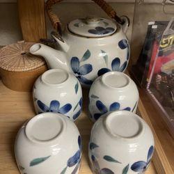 Blue Floral Porcelain Tea Set