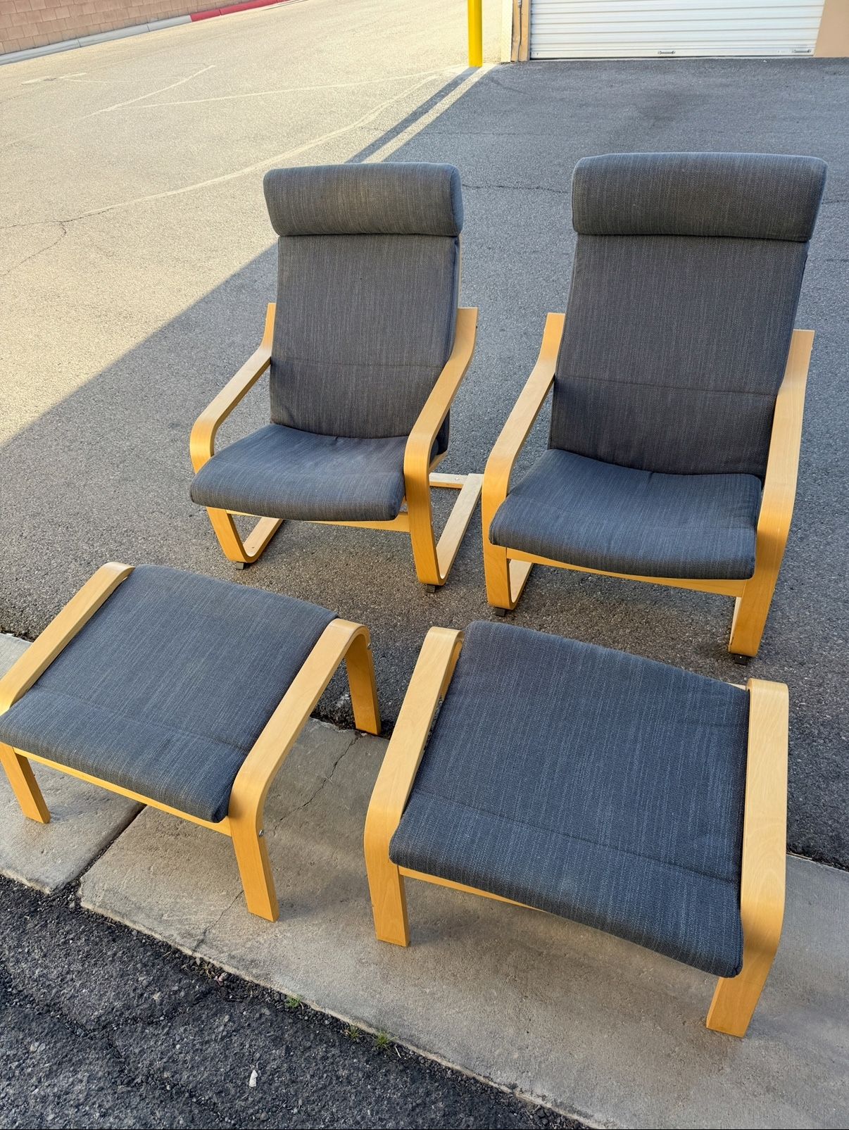 IKEA Poang Chairs w/ottoman